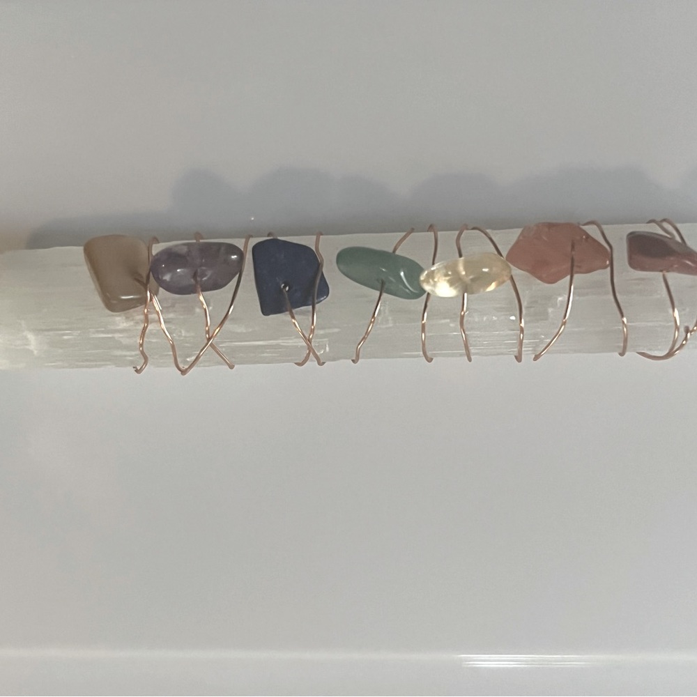 Chakra stone set on selenite wand